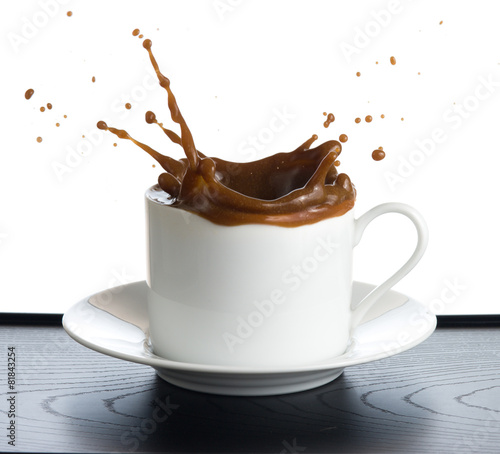 splash coffee isolated on white background