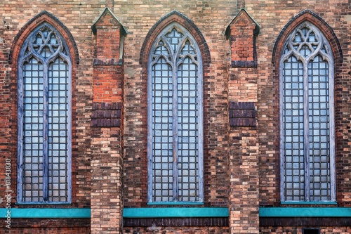 brick facade of the old Catholic church