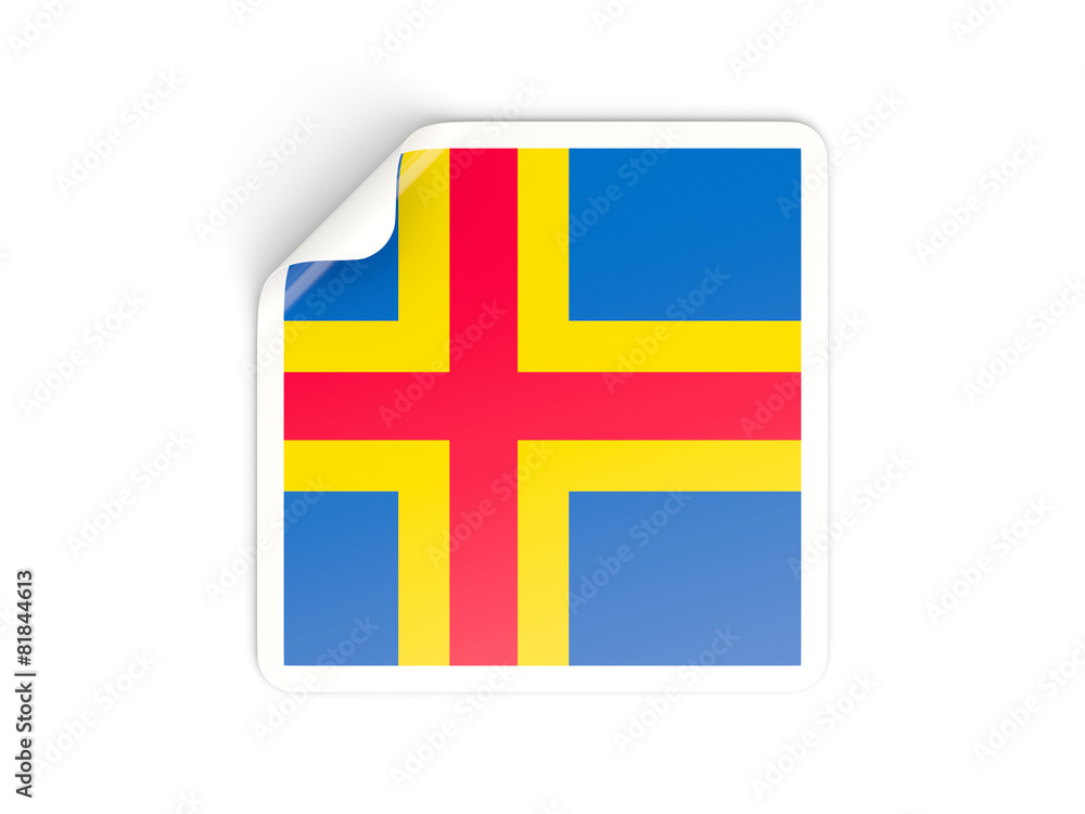 Obraz premium Square sticker with flag of aland islands