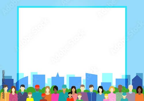 Template with people, family, electorate in city