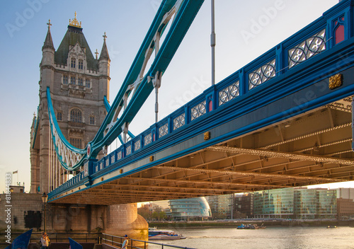 LONDON, UK - APRIL15, 2015: Tower bridge in sunset. photo