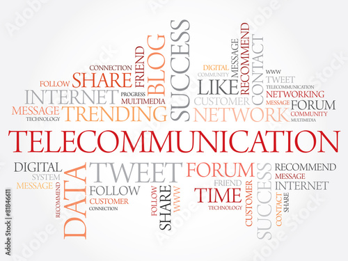 Telecommunication word cloud, business concept