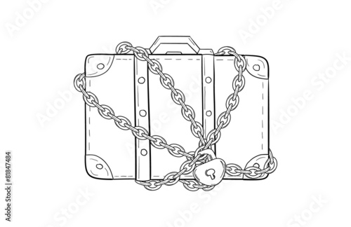 suitcase with chain and lock