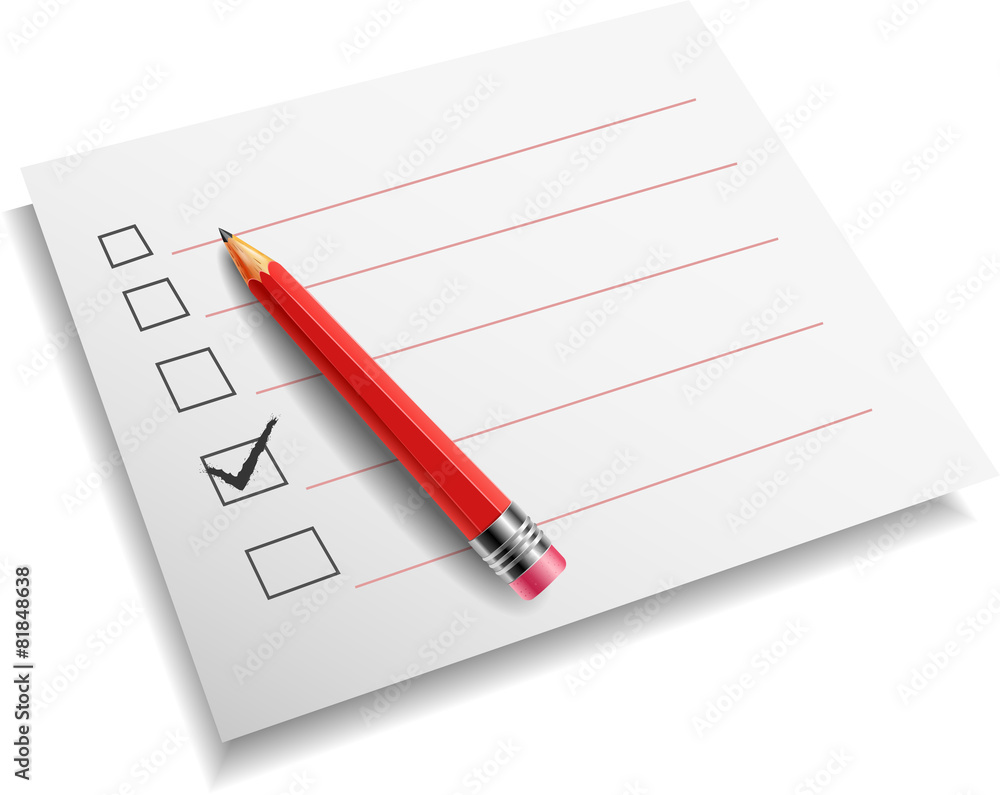 Illustration checklist with pencil white background Illustration checklist with pencil white background