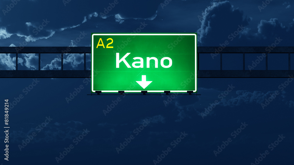 Kano Nigeria Highway Road Sign at Night