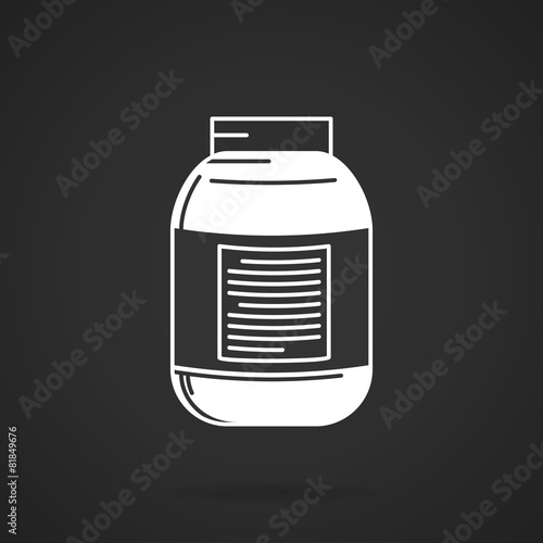 Jar white contour vector icon
