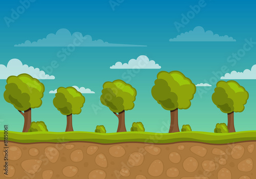 Vector Unending Landscape Background with Trees