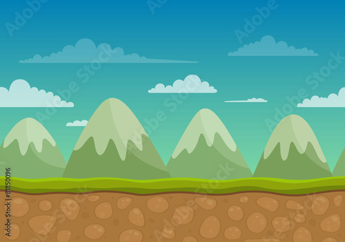 Vector Unending Landscape Background with Mountains