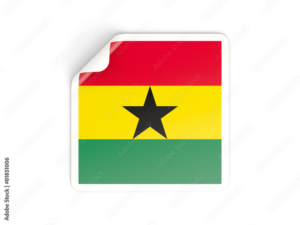 Square sticker with flag of ghana Square sticker with flag of ghana
