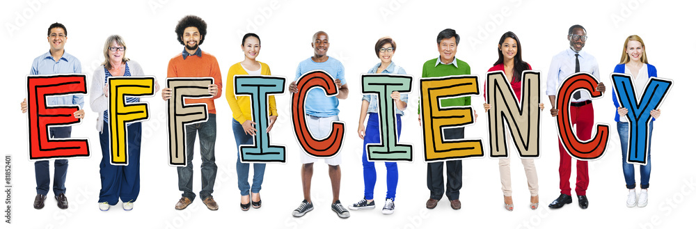 Group of Diverse People Holding Efficiency Concept Group of Diverse People Holding Efficiency Concept