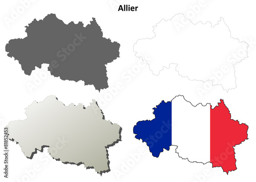 Allier  Auvergne  outline map set