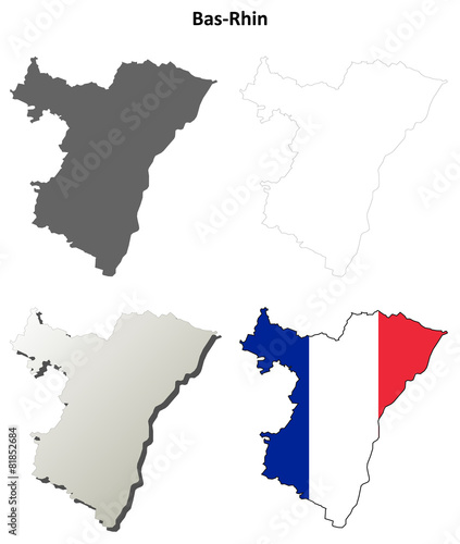 Bas-Rhin (Alsace) outline map set