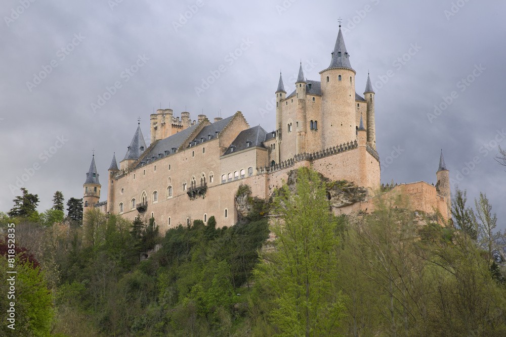 View of Castle Alcazar of Segovia in Castille and Leon, Spain