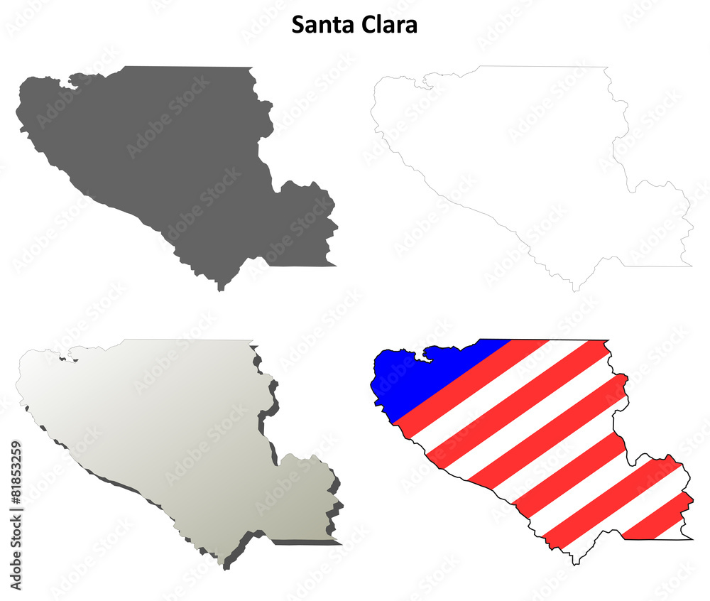 Santa Clara County (California) outline map set