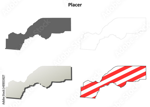 Placer County (California) outline map set