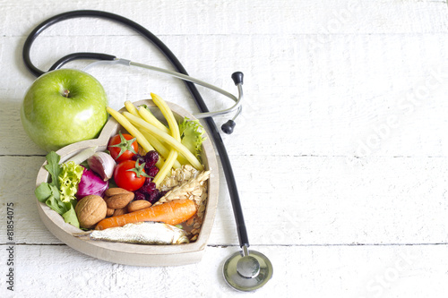 Healthy food in heart diet abstract concept