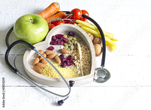 Healthy  food in heart diet abstract concept