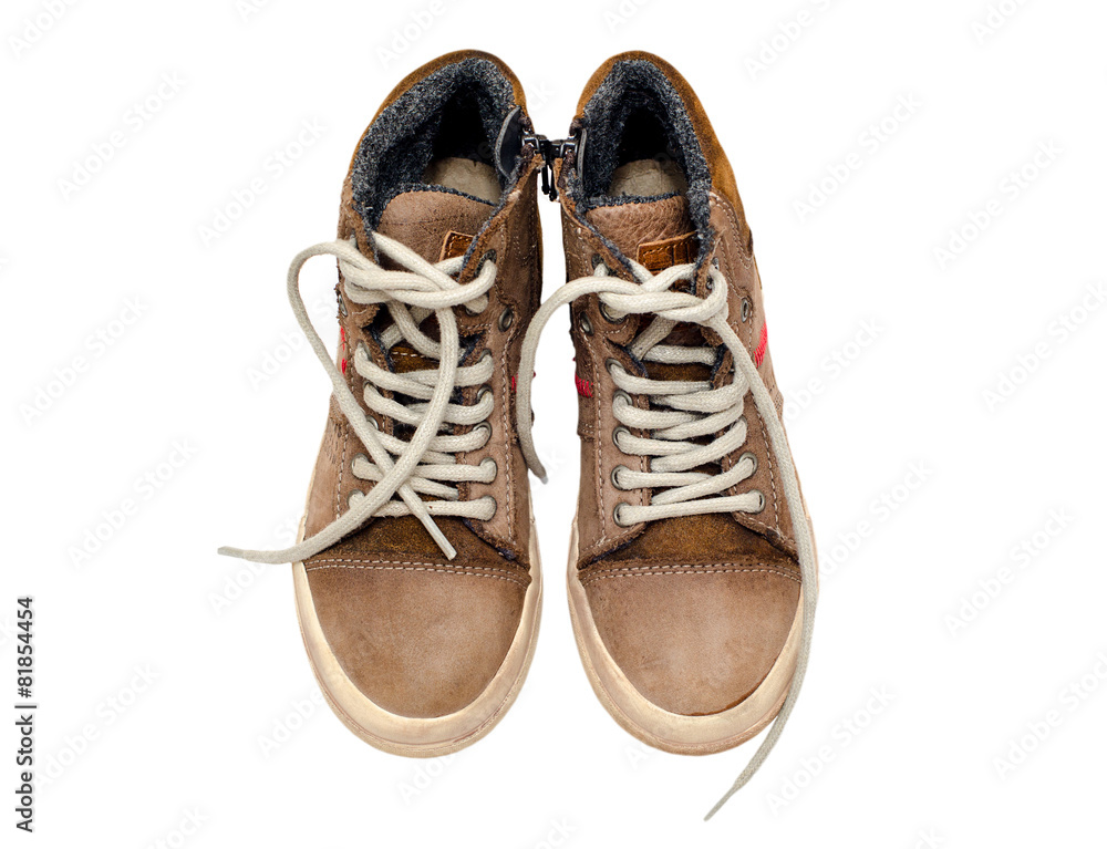 Leather shoes casual style on a white background