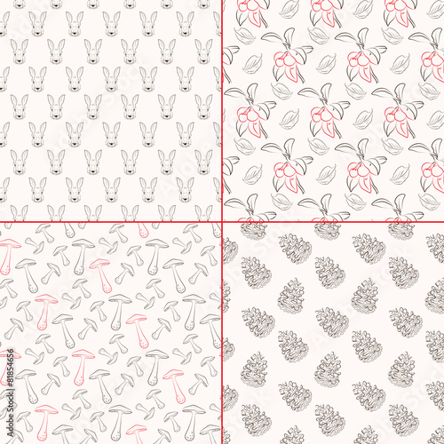 Set of forest seamless patterns.
