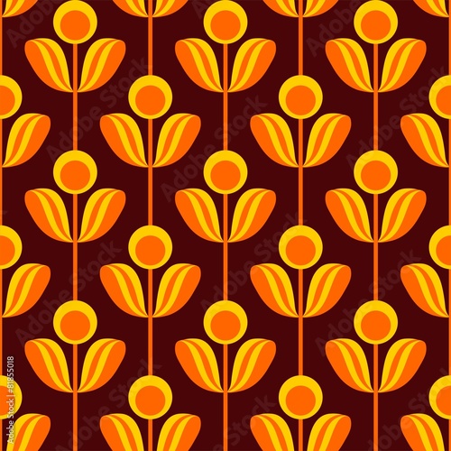 70er Jahre Blumenmuster Tapete Hintergrund endlos nahtlos Gestaltung Floral wallpaper background seamless endless design 70s
