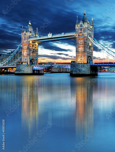 Tower Bridge in London, UK, by night #81855658