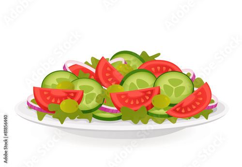 Fresh vegetable salad isolated on white background