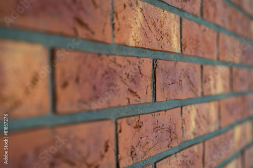 Interior brick wall close up with shallow depth of field