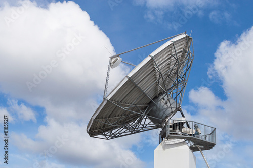 Big radar parabolic radio antenna global information data stream