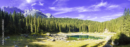 Carezza lake and mount Latemar
