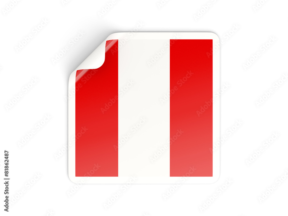 Square sticker with flag of peru