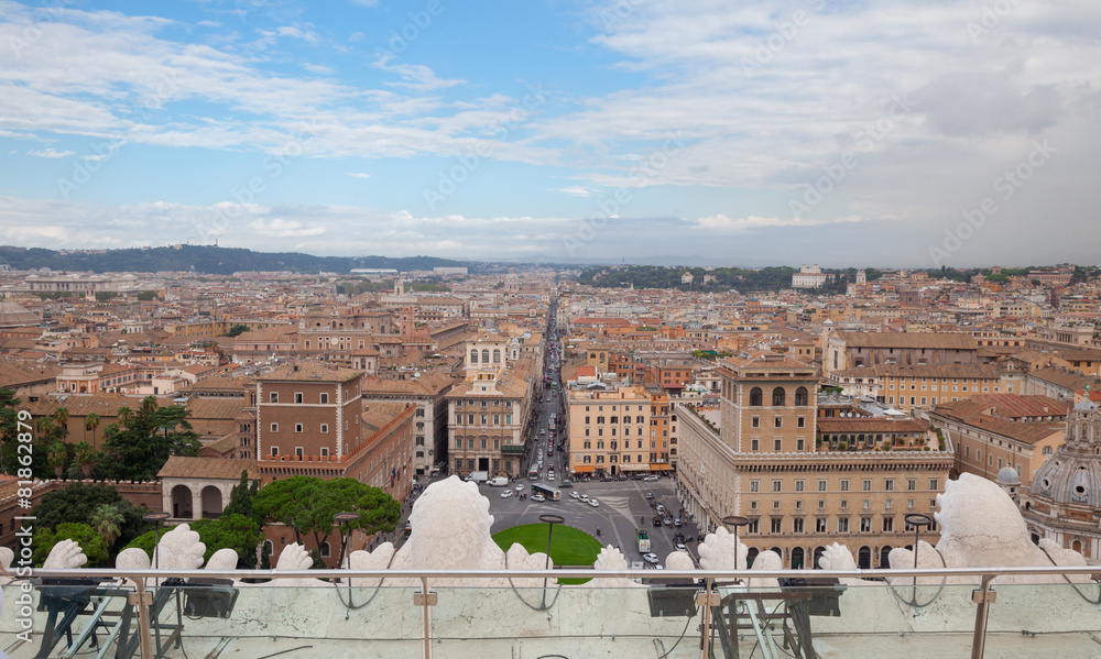 view from Il Vittoriano, Piazza Venezia, Rome, Italy