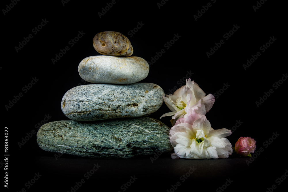 Fototapeta premium Stones on black background