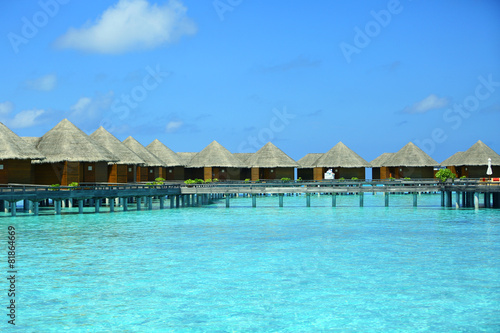Fototapeta Naklejka Na Ścianę i Meble -  Water villas over blue ocean in baros Maldives