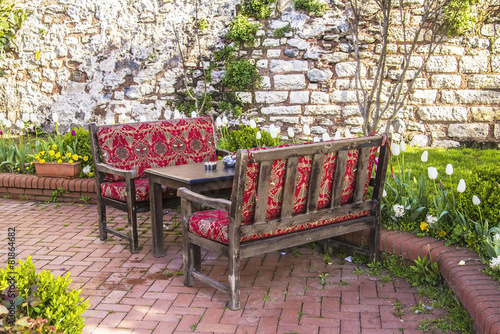 Photography a comfortable place to relax in the tea garden in Istanbul