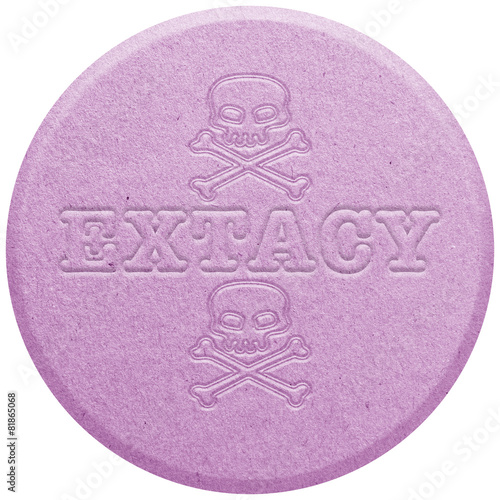 Fotografie Pink Ecstasy pill isolated on white