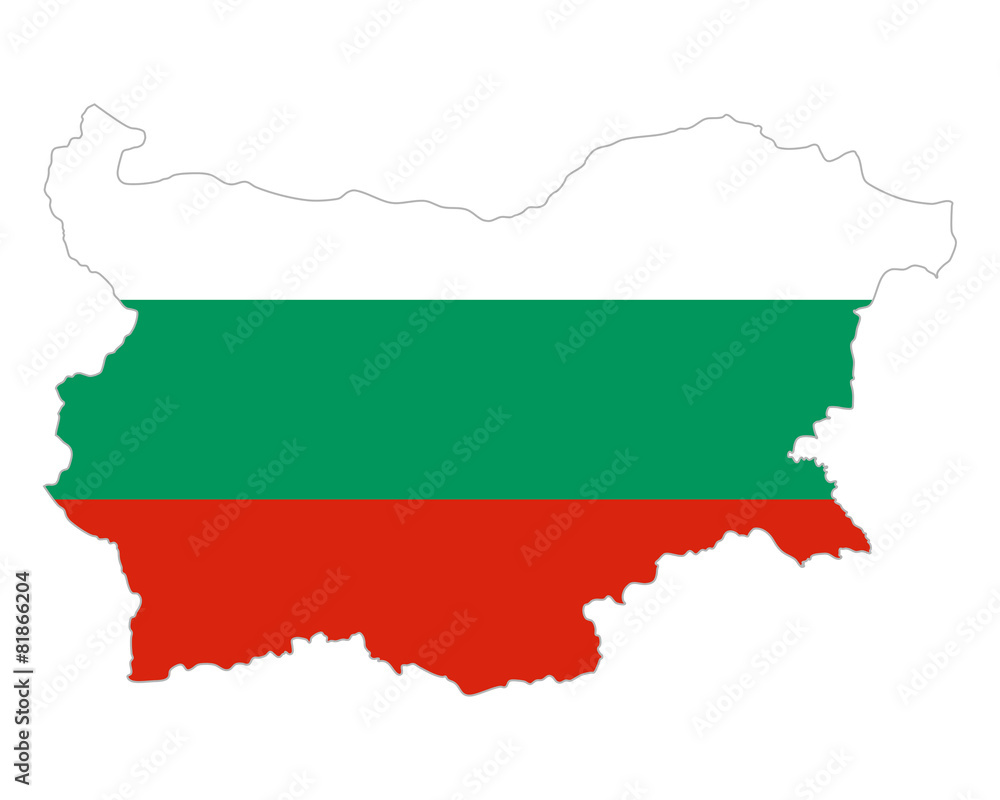 Karte und Fahne von Bulgarien Karte und Fahne von Bulgarien