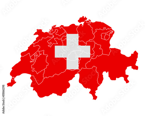 Karte und Fahne der Schweiz