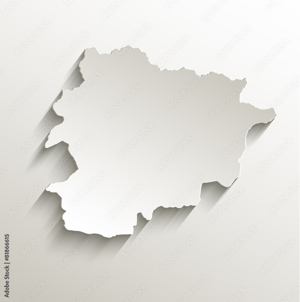 Andorra map card paper 3D natural vector
