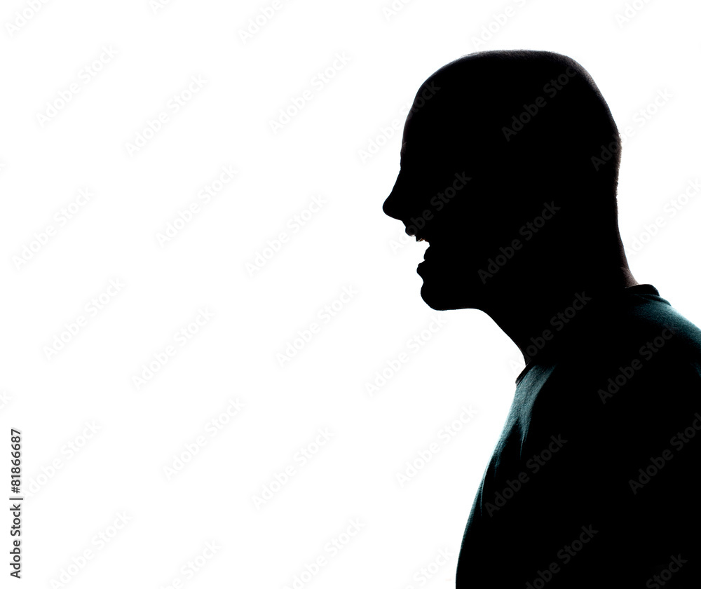 man portrait silhouette profile screaming angry
