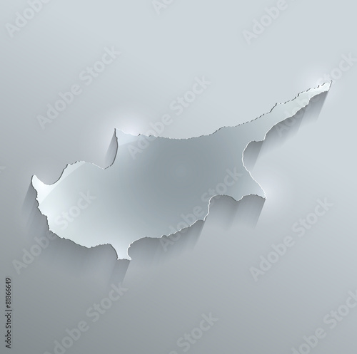 Cyprus map flag glass card paper 3D vector