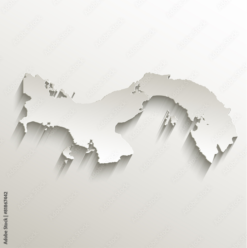 Fototapeta premium Panama map card paper 3D natural vector