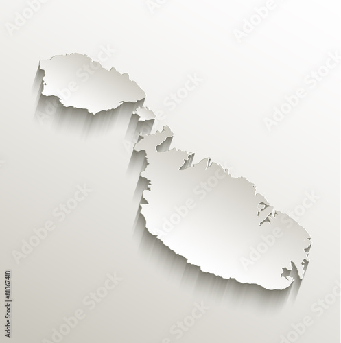 Malta map card paper 3D natural vector