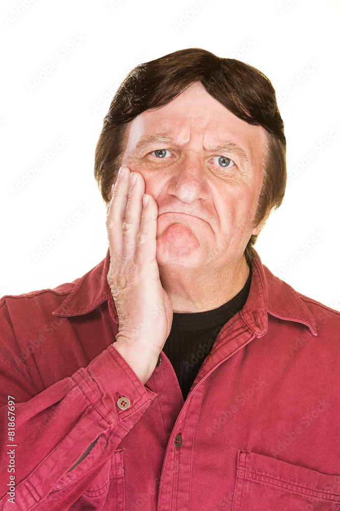 Thinking Man in Red Shirt Thinking Man in Red Shirt