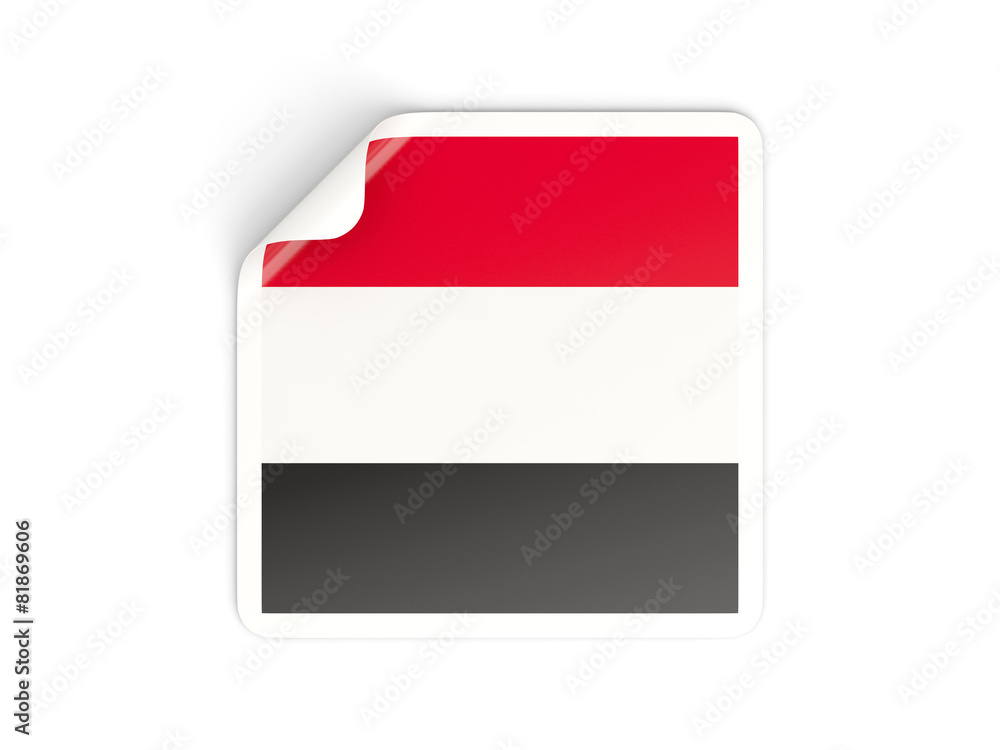 Square sticker with flag of yemen Square sticker with flag of yemen