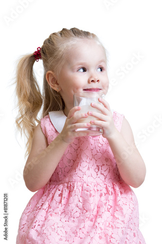 Pretty kid drinking milk fr...