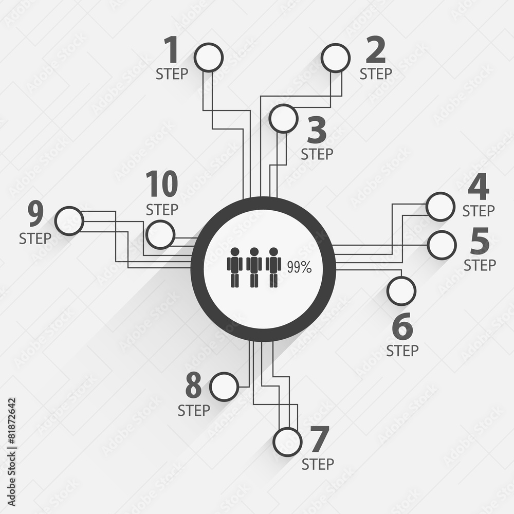 Infographics style network with space for text. Procedure. Infographics style network with space for text. Procedure.