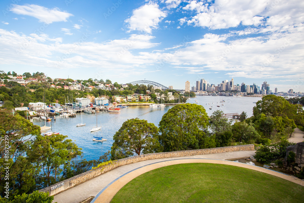 Obraz premium Sydney Skyline from Waverton Peninsula Reserve