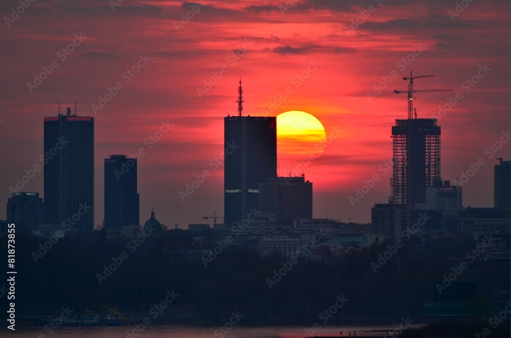 Warsaw Downtown sunset