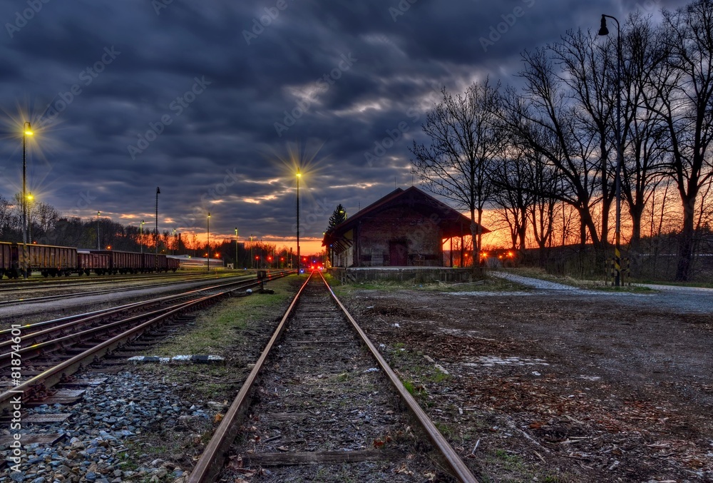 Fototapeta premium Night railway station