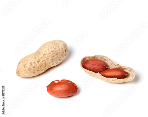 Peanuts on a white background